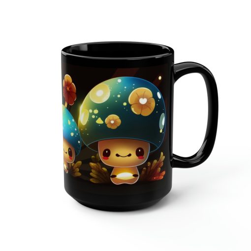 Kawaii Style Magic Mushrooms 15 oz Coffee Mug perfect for the mushrooming fan or as a birthday gift for nature lovers