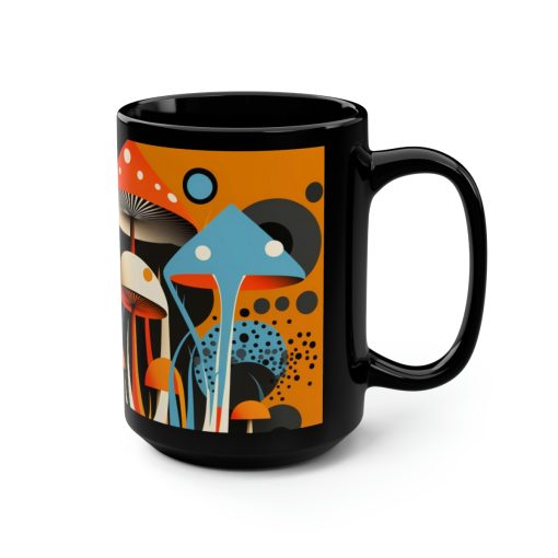 Mid-Century Modern Magic Mushrooms 15 oz Coffee Mug perfect for the mushrooming fan or as a birthday gift for nature lovers