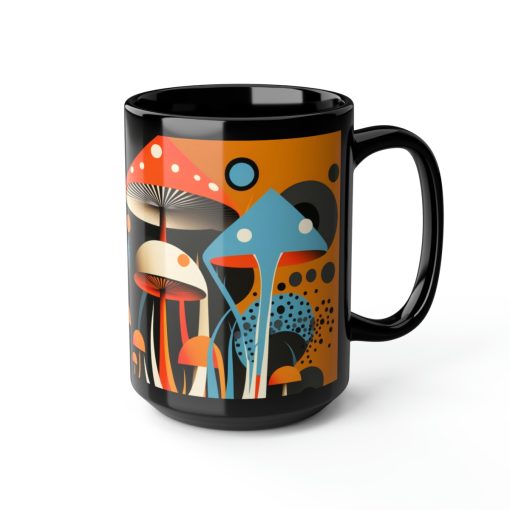Mid-Century Modern Magic Mushrooms 15 oz Coffee Mug perfect for the mushrooming fan or as a birthday gift for nature lovers