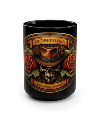 88132 450 400x480 - Western Cowboy Leatherwork Montana Skull 15 oz Coffee Mug Gift