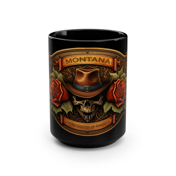 Western Cowboy Leatherwork Montana Skull 15 oz Coffee Mug Gift
