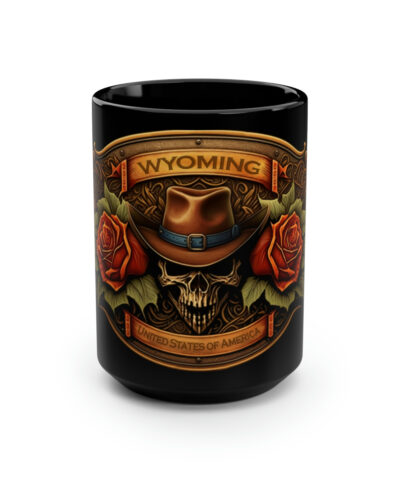 88132 477 400x480 - Western Cowboy Leatherwork Wyoming Skull 15 oz Coffee Mug Gift