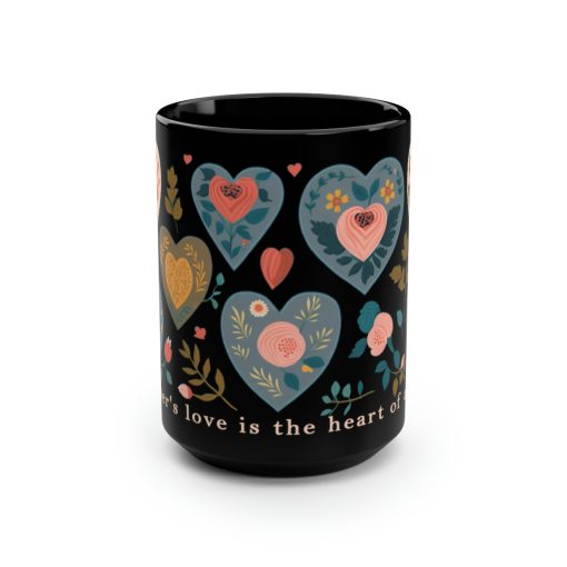 Mom Mug – “A mother’s love is the heart of a family” – 15 oz Coffee Mug – Mother’s Day Gift, Mom Birthday Gift, Mama Gift, Best Mom