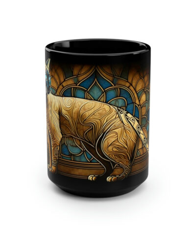 88132 693 400x480 - Mid Century Modern Siamese Cat Stained Glass - 15 oz Coffee Mug