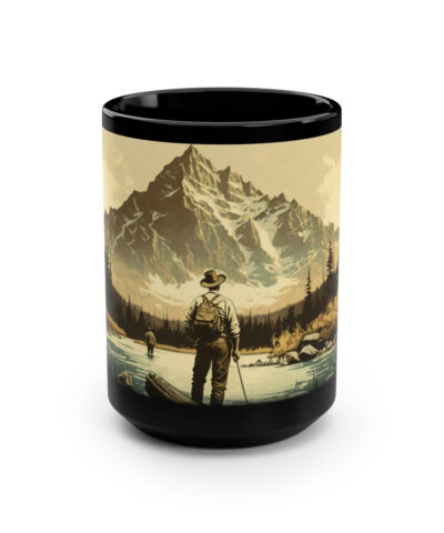 Vintage Hiking Fishing in Rocky Mountain Stream – 15 oz Coffee Mug