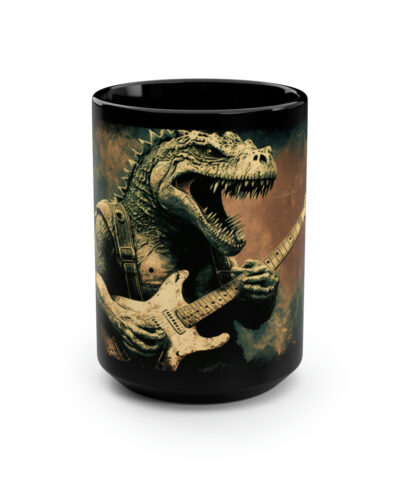 88132 963 400x480 - Grunge Dinosaur Playing Guitar - 15 oz Coffee Mug