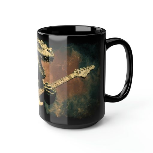 Grunge Dinosaur Playing Guitar – 15 oz Coffee Mug