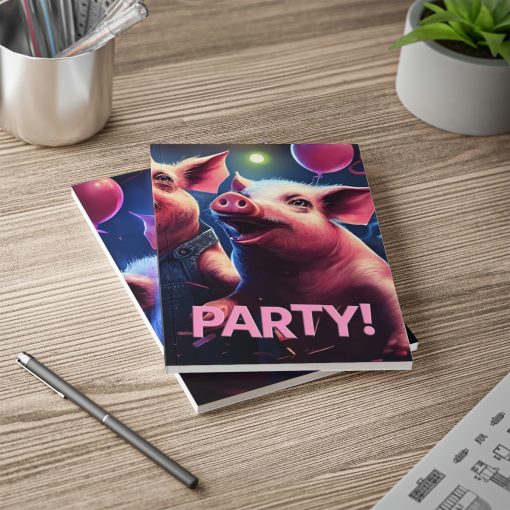 Partying Pigs Softcover Notebook, A5