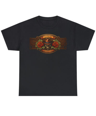 12124 16 400x480 - Western Cowboy Leatherwork Utah Skull Cotton T-Shirt