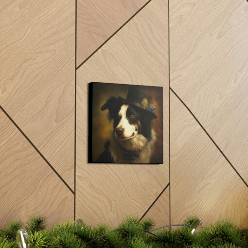 Vintage Victorian Border Collie with New Hat Frame Canvas Gallery Wraps