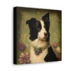 Vintage Victorian Border Collie with Floral Background Frame Canvas Gallery Wraps