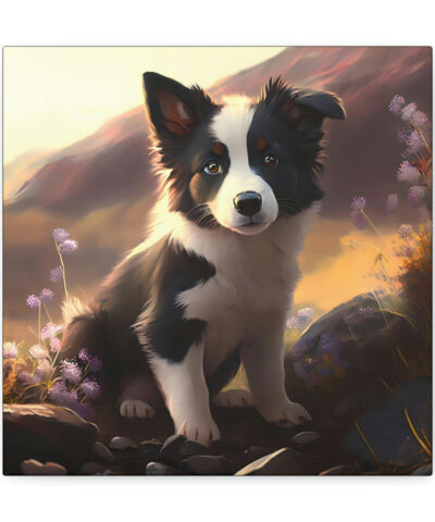 34244 117 400x480 - Watercolor Border Collie Puppie in Mountain Meadow Canvas Gallery Wraps
