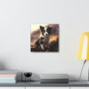 Watercolor Border Collie Puppie in Mountain Meadow Canvas Gallery Wraps