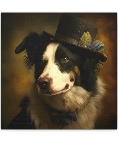 34244 131 400x480 - Vintage Victorian Border Collie with New Hat Frame Canvas Gallery Wraps