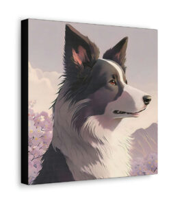 Noble Border Collie  with Mountain Background Frame Canvas Gallery Wraps