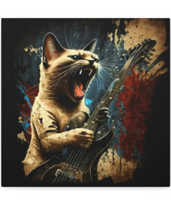 Siamese Cat Wailing on Guitar Canvas Gallery Wraps