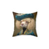 Victorian Poodle Portrait Spun Polyester Square Pillow