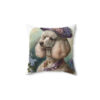 Vintage Victorian Watercolor Poodle Portrait Spun Polyester Square Pillow