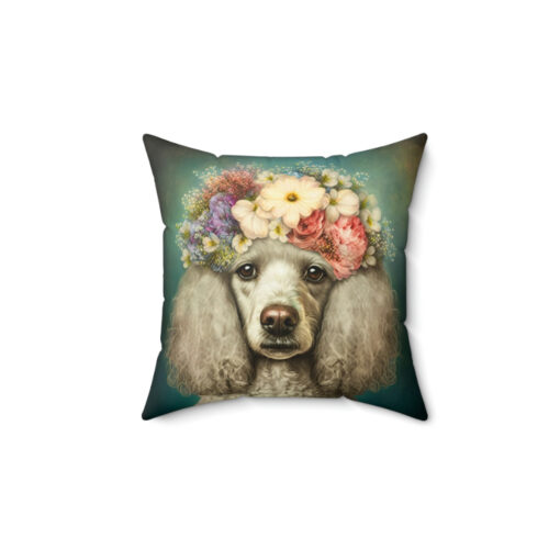 Victorian Poodle Bonnet Portrait Spun Polyester Square Pillow