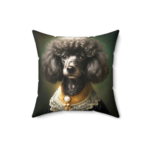Classic Victorian Poodle Portrait Spun Polyester Square Pillow