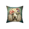 Victorian Poodle Bonnet Portrait Spun Polyester Square Pillow