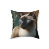 Siamese Cat in Garden Square Pillow