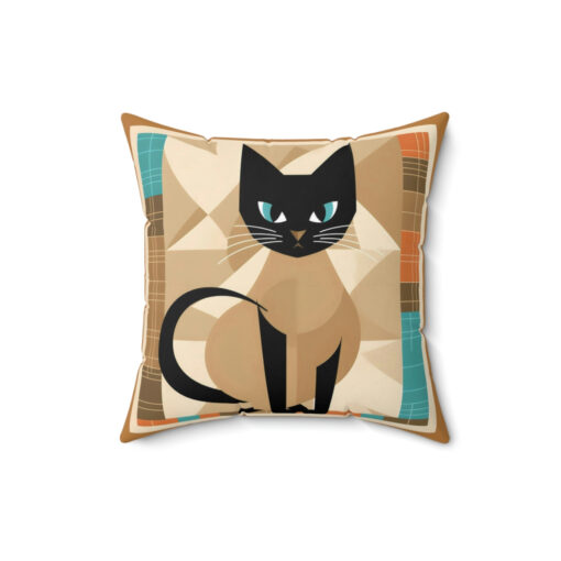 Mid-Century Modern Siamese Cat Square Pillow