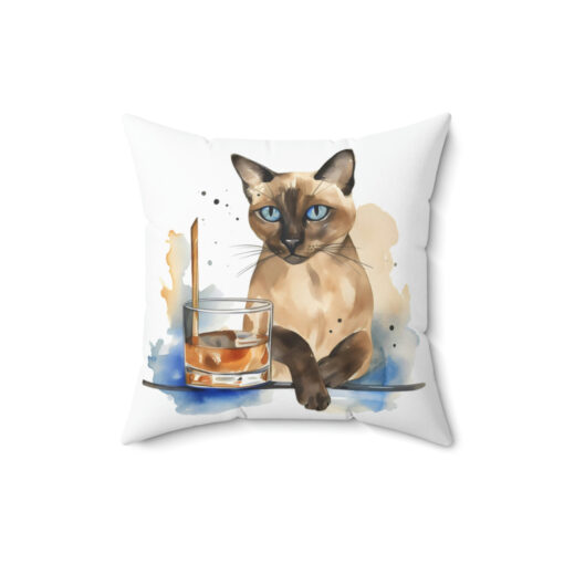 Retro “Time to Relax” Siamese Cat Square Pillow