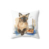 Retro "Time to Relax" Siamese Cat Square Pillow
