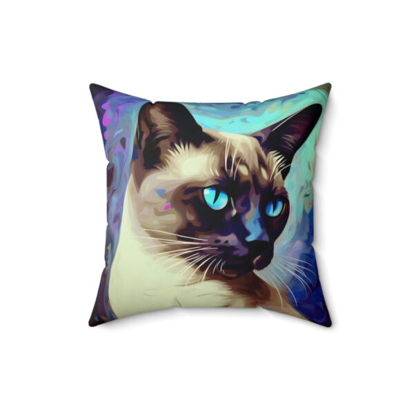 Acrylic Paint “Midnight” Siamese Cat Square Pillow