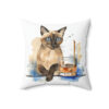 Retro "Time to Relax" Siamese Cat Square Pillow
