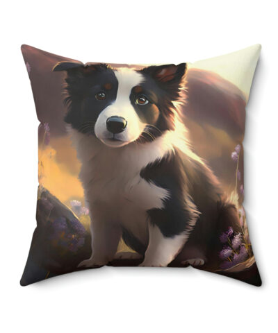 41530 10 400x480 - Watercolor Border Collie Puppie in Mountain Meadow  Spun Polyester Square Pillow