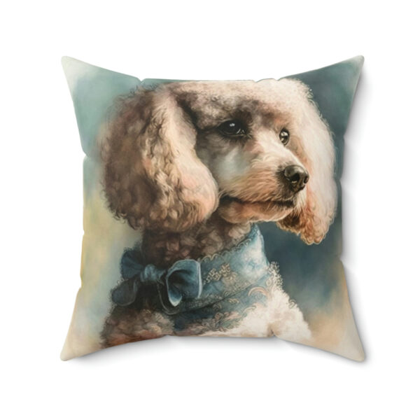 Victorian Watercolor Poodle Portrait Spun Polyester Square Pillow