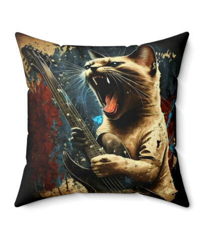 41530 34 400x480 - Siamese Cat Wailing on Guitar Square Pillow