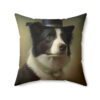 Watercolor Border Collie Puppie in Mountain Meadow  Spun Polyester Square Pillow