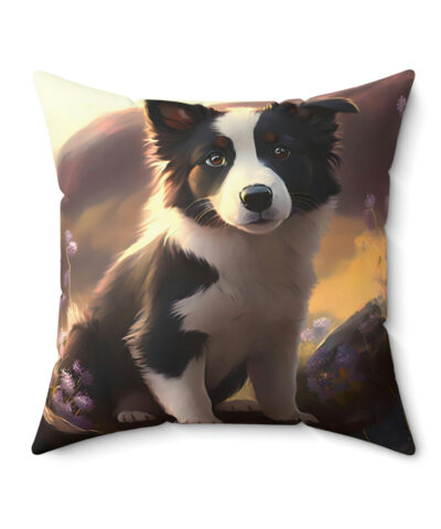 41530 9 400x480 - Watercolor Border Collie Puppie in Mountain Meadow  Spun Polyester Square Pillow