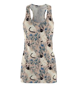 Siamese Cat Pattern Floral Women’s Racerback Dress