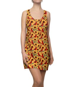 Sunflowers and Cardinals Pattern Women’s Racerback Dress
