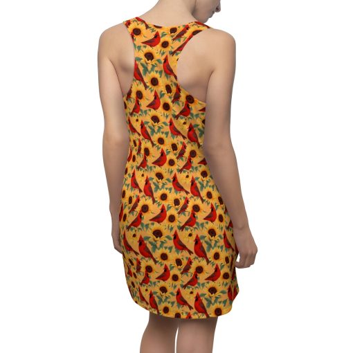 Sunflowers and Cardinals Pattern Women’s Racerback Dress