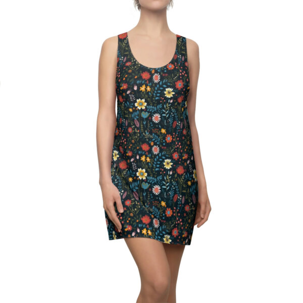 Pressed Wildflowers on Black Background Pattern Floral Women’s Racerback Dress