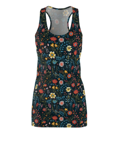 43001 8 400x480 - Pressed Wildflowers on Black Background Pattern Floral Women's Racerback Dress