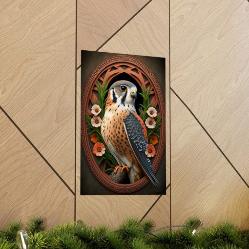 American Kestrel Premium Matte Vertical Posters – Art Nouveau Vintage Falcon art