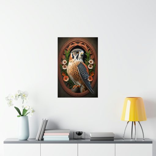 American Kestrel Premium Matte Vertical Posters – Art Nouveau Vintage Falcon art