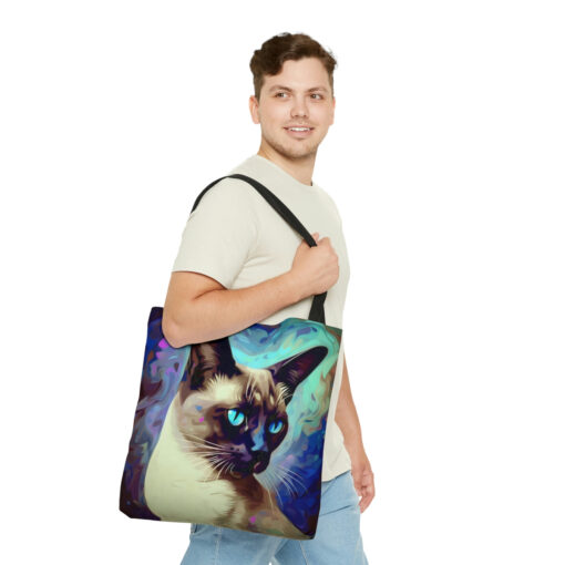 Acrylic Paint “Midnight” Siamese Cat Tote Bag