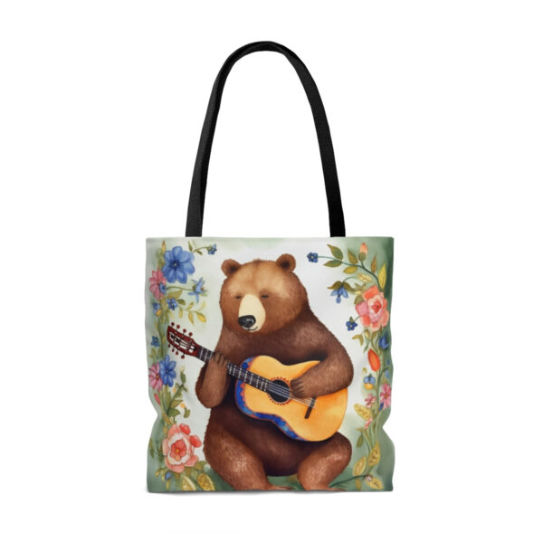 Bear Playing Guitar Rustic Folk Art Tote Bag – Cute Cottagecore Totebag Makes the Perfect Gift