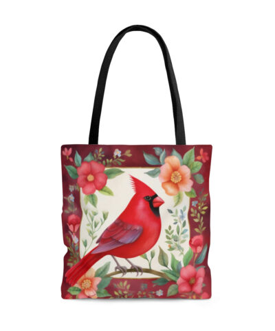 Cardinal with Floral Border Tote Bag – Cute Cottagecore Totebag Makes the Perfect Gift
