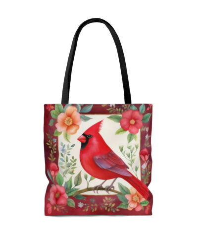 Cardinal with Floral Border Tote Bag – Cute Cottagecore Totebag Makes the Perfect Gift