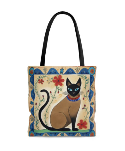 45127 24 400x480 - Siamese Cat with Floral Border Tote Bag - Cute Cottagecore Totebag Makes the Perfect Gift