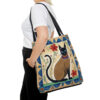 Siamese Cat with Floral Border Tote Bag - Cute Cottagecore Totebag Makes the Perfect Gift
