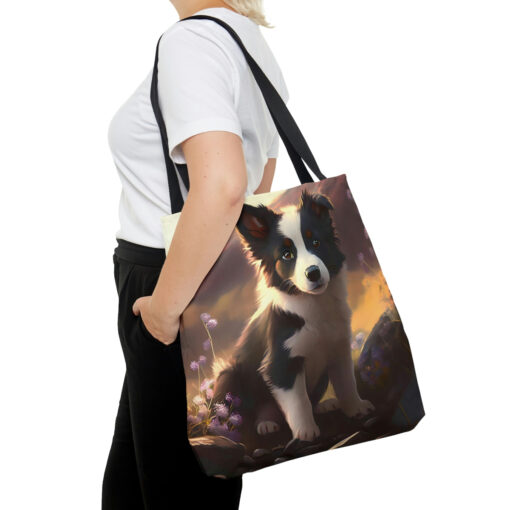 Anime Style Border Collie Puppy Tote Bag
